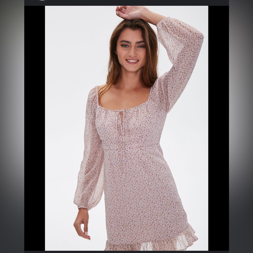 Floral Chiffon Mini Dress Juniors Size Medium